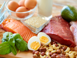 A range of protein-rich foods, including eggs, salmon and nuts