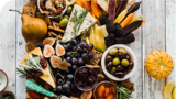 A table featuring an assortment of healthy foods, seen from above